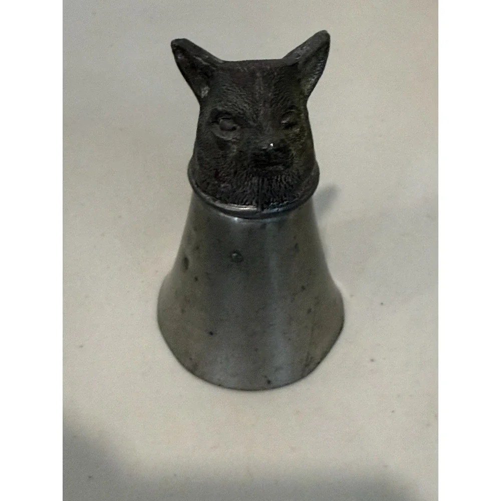 Vintage Silver Plated Fox Wolf Head‎ Stirrup Cup / Barware Shot Glass 3.5